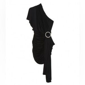 Redemption black one shoulder ruched mini dress